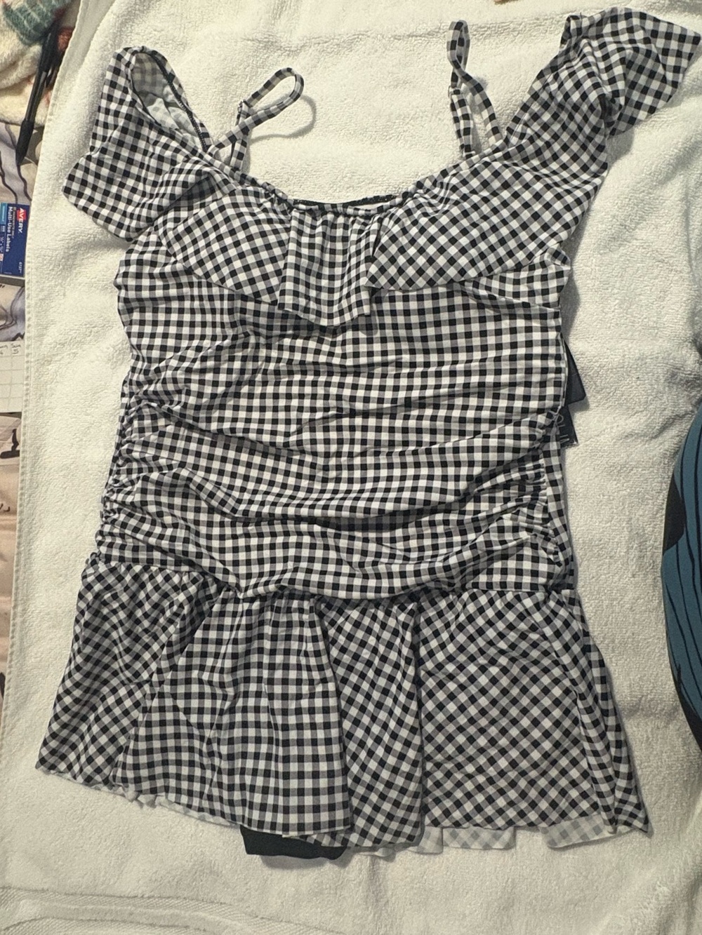 Simply Slim Black & White Gingham Ruffle One-Piece Swimsuit